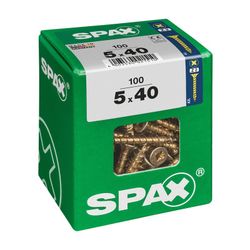 Caixa de 100 peças de parafusos para madeira da cabine Spax. Plano Yellox 5.0x40mm Spax