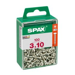 Caixa de 100 peças de parafusos para madeira da cabine Spax. Wirox Redondo 3.0x10mm Spax