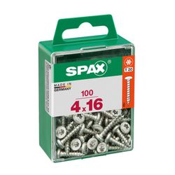 Caixa de 100 peças de parafusos para madeira da cabine Spax. Wirox Redondo 4.0x16mm Spax