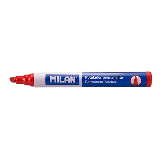 Caixa de 12 marcadores permanentes Milan Red Chisel Tip