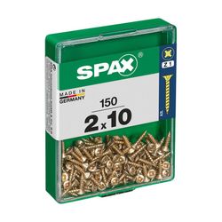 Caixa de 150 peças de parafusos para madeira Spax Cab. Plano Yellox 2.0x10mm Spax