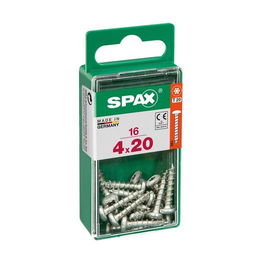 Caixa de 16 peças de parafusos para madeira da cabine Spax. Wirox Redondo 4.0x20mm Spax