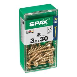 Caixa de 20 peças de parafusos para madeira da cabine Spax. Plano Yellox 3,5x30mm Spax