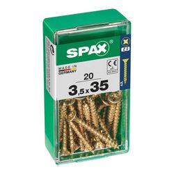 Caixa de 20 peças de parafusos para madeira da cabine Spax. Plano Yellox 3,5x35mm Spax