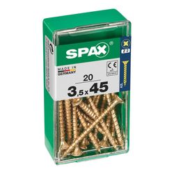 Caixa de 20 peças de parafusos para madeira da cabine Spax. Plano Yellox 3,5x45mm Spax