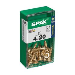 Caixa de 20 peças de parafusos para madeira da cabine Spax. Plano Yellox 4.0x20mm Spax