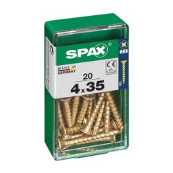 Caixa de 20 peças de parafusos para madeira da cabine Spax. Plano Yellox 4,0x35mm Spax