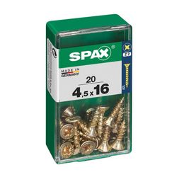 Caixa de 20 peças de parafusos para madeira da cabine Spax. Plano Yellox 4,5x16mm Spax