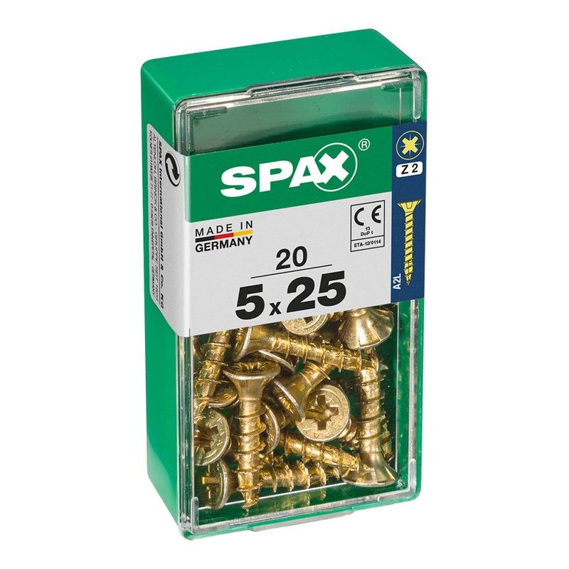 Boîte 10 unités. vis a bois spax cab. plat yellox 4.5x80mm spax