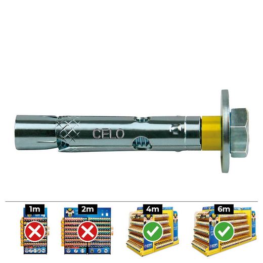 Boîte de 200 unités. Vis Dnbolt Dt8-L (M8x60) Celo zingué.