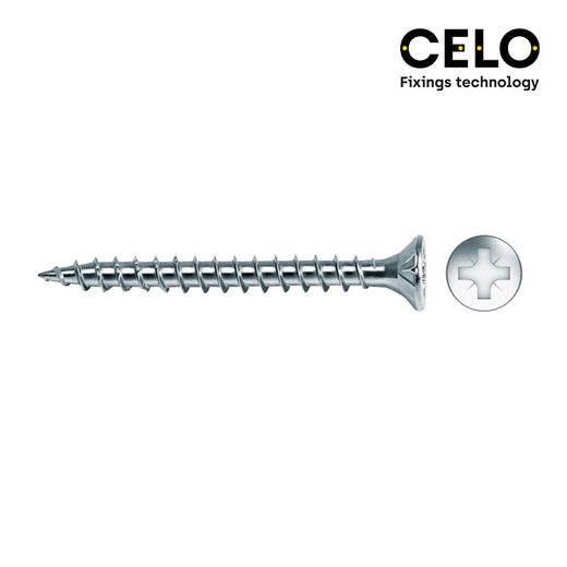 Caja 200un tornillo madera avellanado pozi din/ref vlox 4x50 zincado+lubr. Celo