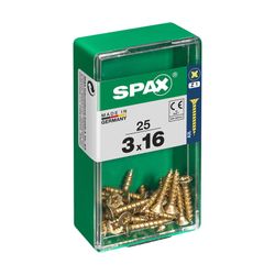 Caixa de 25 peças de parafusos para madeira da cabine Spax. Plano Yellox 3.0x16mm Spax