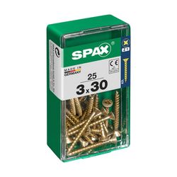 Caixa de 25 peças de parafusos para madeira da cabine Spax. Plano Yellox 3,0x30mm Spax