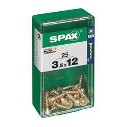 Caixa de 25 peças de parafusos para madeira da cabine Spax. Plano Yellox 3,5x12mm Spax