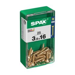 Caixa de 25 peças de parafusos para madeira da cabine Spax. Plano Yellox 3,5x16mm Spax