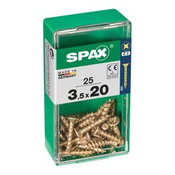 Caixa de 25 peças de parafusos para madeira da cabine Spax. Plano Yellox 3,5x20mm Spax