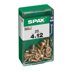 Caixa de 25 peças de parafusos para madeira da cabine Spax. Plano Yellox 4.0x12mm Spax