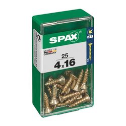 Caixa de 25 peças de parafusos para madeira da cabine Spax. Plano Yellox 4.0x16mm Spax