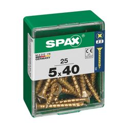 Caixa de 25 peças de parafusos para madeira da cabine Spax. Plano Yellox 5.0x40mm Spax