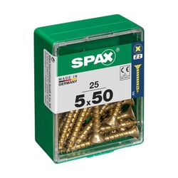 Boîte de 25 vis à bois Spax Cab. Plat Yellox 5.0x50mm Spax