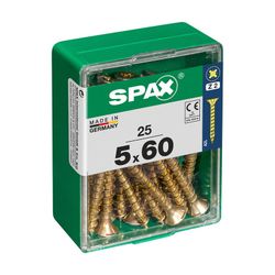 Caixa de 25 peças de parafusos para madeira da cabine Spax. Plano Yellox 5.0x60mm Spax