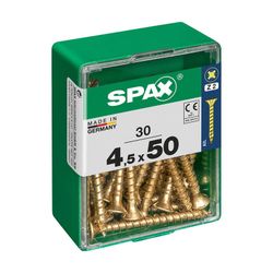 Caixa de 30 Unidades de Parafusos para Madeira Spax Cab. Plano Yellox 4,5x50mm Spax