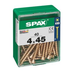 Caixa de 40 peças de parafusos para madeira Spax Cab. Plano Yellox 4,0x45mm Spax