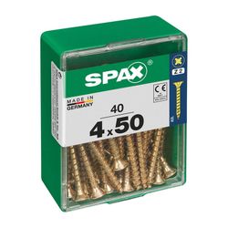 Caixa de 40 peças de parafusos para madeira Spax Cab. Plano Yellox 4.0x50mm Spax