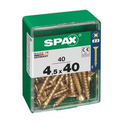 Caixa de 40 peças de parafusos para madeira Spax Cab. Plano Yellox 4,5x40mm Spax