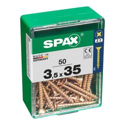 Caixa de 50 peças de parafusos para madeira Spax Cab. Plano Yellox 3,5x35mm Spax