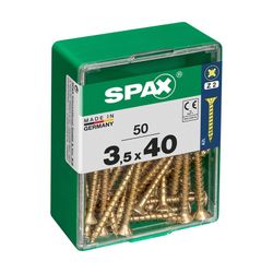 Caixa de 50 peças de parafusos para madeira Spax Cab. Plano Yellox 3,5x40mm Spax