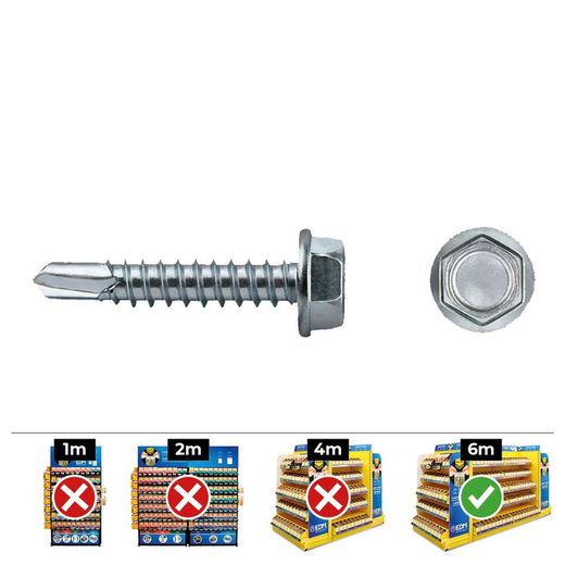 Boîte de 500 unités. Foret hexagonal Din/Réf 7504k 4,2x16 Zinc. Zèle