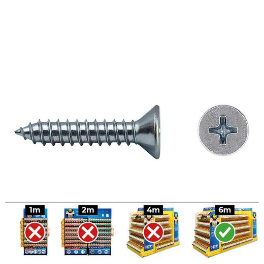 Boîte de 500 unités. Vis à tôle Avell. Philips Din/Réf 7982 4,8x38 Zinc. Zèle