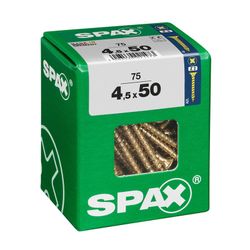 Caixa de 75 peças de parafusos para madeira Spax Cab. Plano Yellox 4,5x50mm Spax