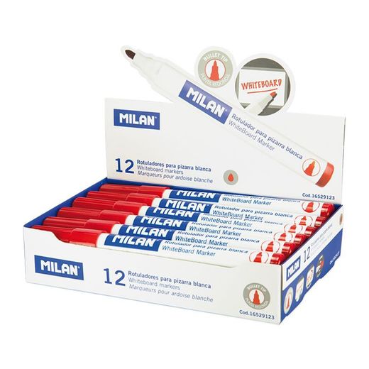Caixa de 12 marcadores vermelhos Ø4,7mm para quadro branco Milão