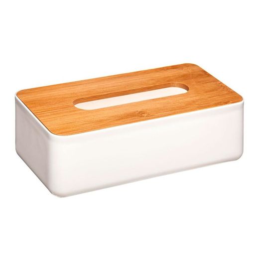 Coleção 'Baltik' de caixa de lenços de banheiro branco-bambu