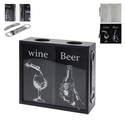 caixa de armazenamento de rolha decorativa com abridor e saca-rolhas 2 cores sortidas