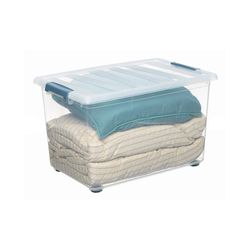 Caixa katla transparente 57l com rodas e alças ergonômicas 59x39x36,5cm