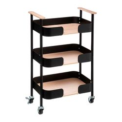 Camarera 3 Pisos Bambú Y Acero Negro 75x45.5x28.5cm