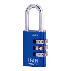 Candado Col Combi30. Azul. 30mm. Arco Ø5mm. Con Combinación. Ifam