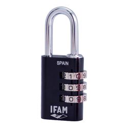Candado Col Combi30. Negro. 30mm. Arco Ø5mm. Con Combinación. Ifam