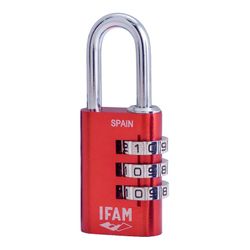 Candado Col Combi30. Rojo. 30mm. Arco Ø5mm. Con Combinación. Ifam