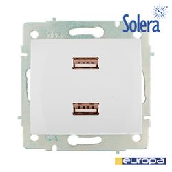 Carregador USB Duplo 230v 5v 4200ma Erp2usb Recesso Branco S.Europa Solera Erp2usb