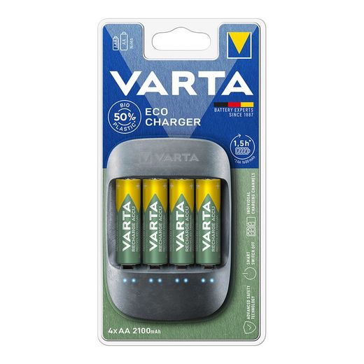 Carregador Varta Eco Charger para baterias AA e AAA com baterias AA