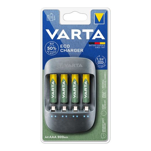 Varta Eco Charger Carregador para pilhas AA e AAA com pilhas AAA