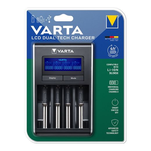 Carregador Varta Lcd Dual Tech para baterias Li-Ion e Ni-Mh sem baterias 100/240v