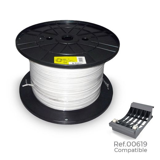 Enrouleur de Tuyau 2x0,75mm Plat Blanc 700m (Audio) (Grande Bobine Ø400x200mm)