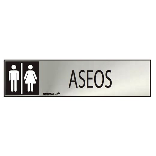 Poster Informativo "Banheiros" Misto (Adesivo Inox 0,8mm) 5x20cm