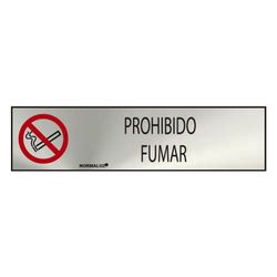 Placa Informativa "Proibido Fumar" (Adesivo Inox 0,8mm) 5x20cm
