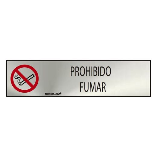 Placa Informativa "Proibido Fumar" (Adesivo Inox 0,8mm) 5x20cm